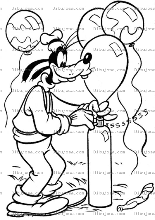 Dibujo para colorear Dibujo De Gufy Tribilin Inflando Globos Con Helio Para Pintar Y Colorear Globitos Aerostaticos