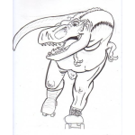 Dibujo para colorear Dinosaurio En Patines Para Pintar Y Colorear Dibujo De Tiranosauro Rex Patinando A Toda Velocidad