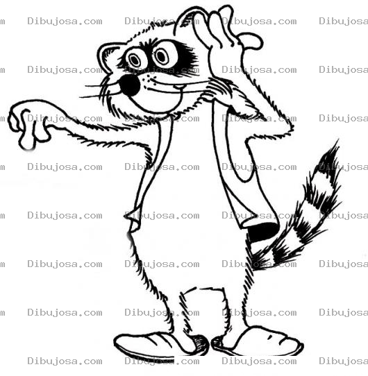 Dibujo para colorear Dibujo De Mapache Con Chaleco Y Pantuflas Para Pintar Y Colorear