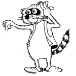 Dibujo para colorear Dibujo De Mapache Con Chaleco Y Pantuflas Para Pintar Y Colorear