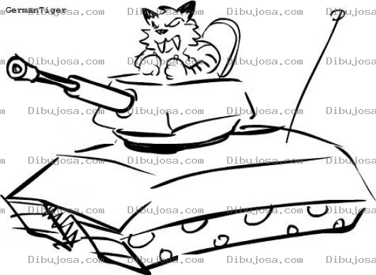 Dibujo para colorear Dibujo De Tigre En Tanque De Guerra Para Pintar Y Colorear