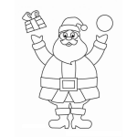 Dibujo para colorear Dibujo De Santa Claus Con Un Regalito Y Una Pelota Para Pintar Y Colorear