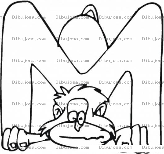 Dibujo para colorear Colorear la letra M de Mono