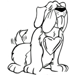 Dibujo para colorear Dibujo De Perro San Bernardo Con Collar De Corazon Para Pintar Y Colorear