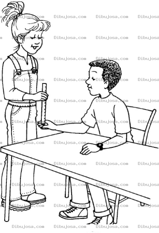 Dibujo para colorear Dibujo De Maestra Y Alumno Para Pintar Y Colorear Rubia Y Moreno