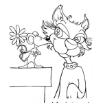Dibujo para colorear Dibujo De Raton Y Gata Para Pintar Y Colorear Ratoncito Enamorado De Una Gatita Dandole Un Beso Y Una Flor A La Gata Enamorada Del Raton