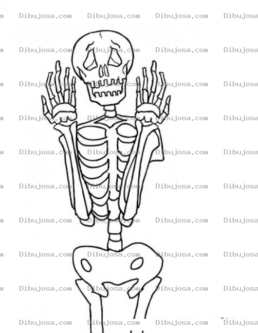 Dibujo para colorear Dibujo De Calavera Miedosa Para Pintar Y Colorear Esqueleto Humano Con Miedo