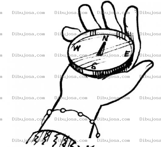 Dibujo para colorear Brujula En Mano Para Pintar Y Colorear