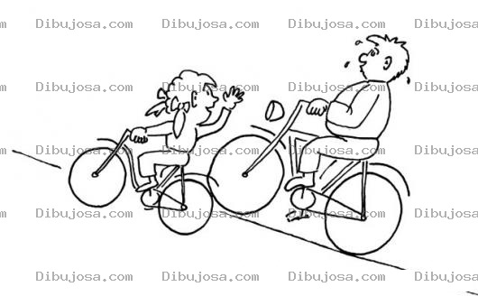 Dibujo para colorear Dibujo De Hija Y Papa En Bicicleta Para Pintar Y Colorear