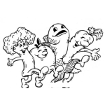 Dibujo para colorear Comida Saludable Dibujo De Vegetales Y Pescado Caminando Juntos Abrazados Para Pintar Y Colorear