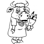 Dibujo para colorear Suegra Vaca Dibujo De Una Mujer Vaca De Compras Para Pintar Y Colorear Vaquita Con Vestido Collar De Perlas Y Anteojos Haciendo Shopping