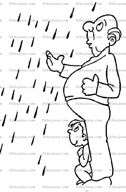 Dibujo para colorear Dibujo De Abuelo Y Nieto Debajo De La Lluvia Para Pintar Y Colorear