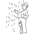 Dibujo para colorear Dibujo De Abuelo Y Nieto Debajo De La Lluvia Para Pintar Y Colorear