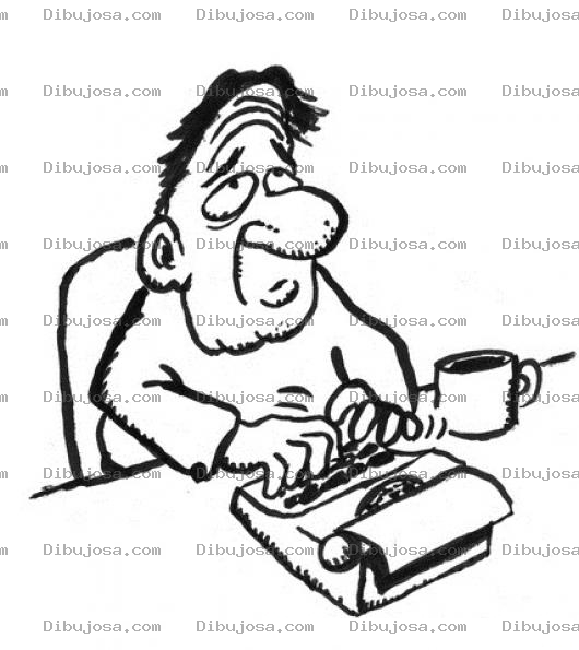 Dibujo para colorear Dibujo De Periodista Escribiendo En Una Maquina De Escribir Con Una Tase De Cafe A La Par Para Pintar Y Colorear