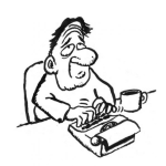 Dibujo para colorear Dibujo De Periodista Escribiendo En Una Maquina De Escribir Con Una Tase De Cafe A La Par Para Pintar Y Colorear