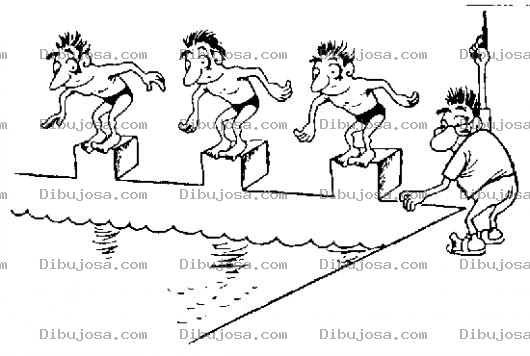 Dibujo para colorear Competencia De Natacion Para Pintar Y Colorear Dibujo De Nadadores Compitiendo En Una Piscina