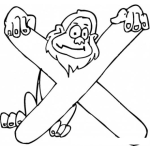 Dibujo para colorear Colorear la letra X con un monito