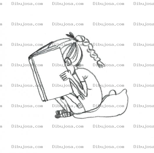 Dibujo para colorear Dibujo De Nina Leyendo Un Libro De Cuentos Sentada Sobre Una Almohada Para Pintar Y Colorear