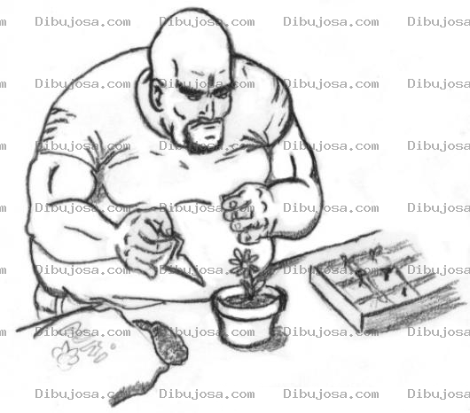 Dibujo para colorear Dibujo De Jardinero Gordo Pelon Para Pintar Y Colorear