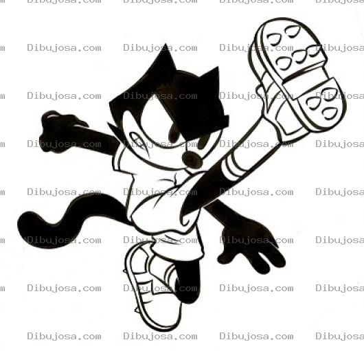 Dibujo para colorear Dibujo Del Gato Felix Con Zapatos De Futbol Para Pintar Y Colorear