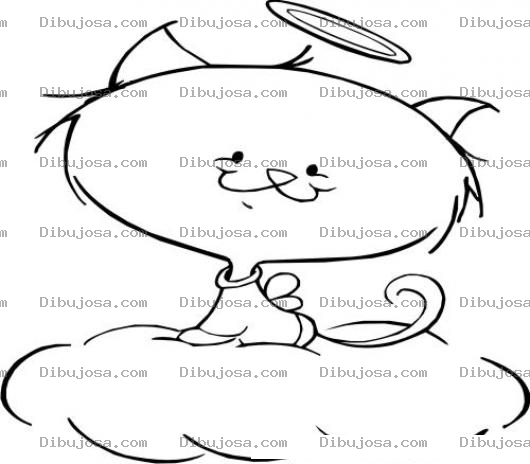 Dibujo para colorear Dibujo De Gatito Santo Con Aureola Para Pintar Y Colorear
