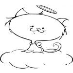 Dibujo para colorear Dibujo De Gatito Santo Con Aureola Para Pintar Y Colorear