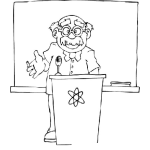 Dibujo para colorear Signo Del Atomo Dibujo De Profesor Dando Clases De Energia Nuclera Y Fisica Cuantica Para Pintar Y Colorear