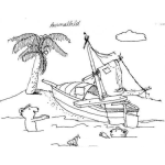 Dibujo para colorear Dibujo De Bote De Ratas Naufragado En Una Isla Para Pintar Y Colorear