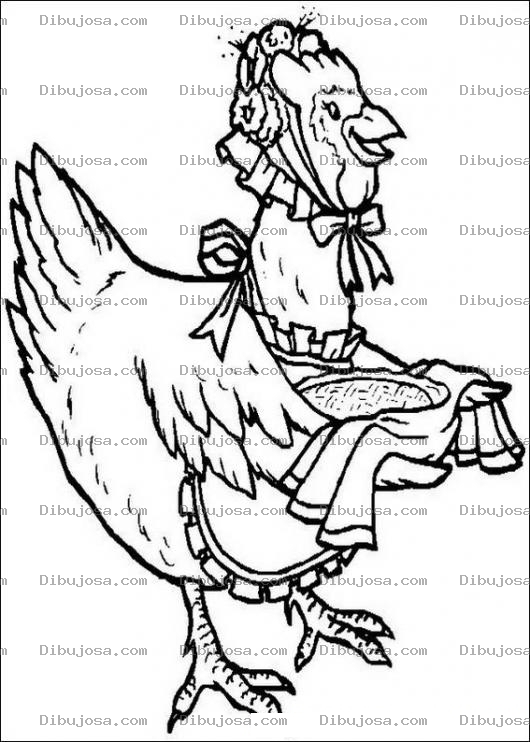 Dibujo para colorear Gallinita cocineta