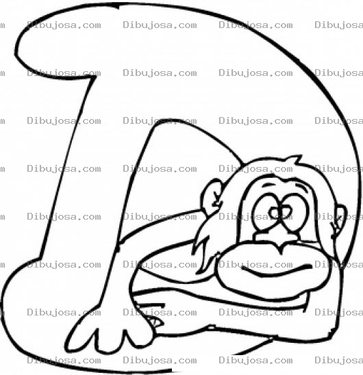 Dibujo para colorear Colorear la letra D con un monito