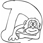 Dibujo para colorear Colorear la letra D con un monito