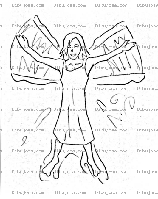 Dibujo para colorear Dibujo De Mujer Volando Como Pajaro Para Pintar Y Colorear