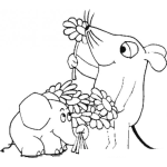 Dibujo para colorear Dibujo De Elefantito Y Ratonsote Para Pintar Y Coloreae Elefante Enano Y Raton Gigantes Dandose Flores