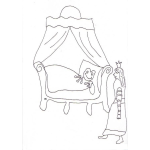 Dibujo para colorear Sapo Y Princesa Dibujo De Rana Acostada En La Cama De Una Princesa Para Pintar Y Colorear