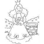 Dibujo para colorear Princesa Y Sapo Dibujo De Una Princesita Con Una Rana Frente Al Pozo De Los Deseos Para Pintar Y Colorear