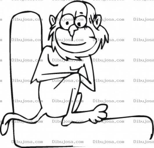 Dibujo para colorear Colorear la letra L con un monito