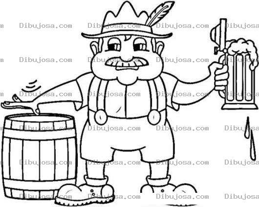 Dibujo para colorear Borracho Aleman Dibujo De Hombre Bebiendo Cerveza De Barril En Alemanaia Para La Fiesta De Octubre