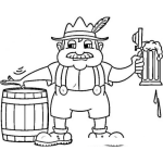 Dibujo para colorear Borracho Aleman Dibujo De Hombre Bebiendo Cerveza De Barril En Alemanaia Para La Fiesta De Octubre