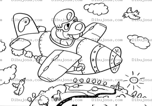 Dibujo para colorear Dibujo De Oso Volando En Avioneta Para Pintar Y Colorear Osito Aviador