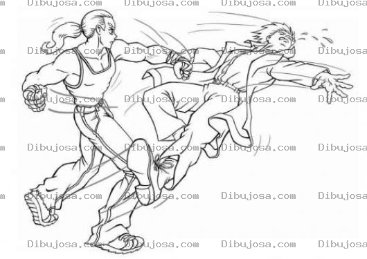 Dibujo para colorear Pelea De Teken Para Pintar Y Colorear Dibujo De Peleadores Callejeros