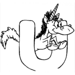 Dibujo para colorear Colorear la letra U de unicornio