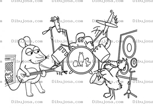 Dibujo para colorear Dibujo De Animales Rockeros Tocando En Una Banda Para Pintar Y Colorear Animales Musicos