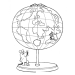 Dibujo para colorear Dibujo De Raton Observando El Mundo Para Pintar Y Colorear Mapamundi Atlas Del Mundo