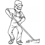Dibujo para colorear Dibujo De Conserje Barriendo El Piso Para Pintar Y Colorear