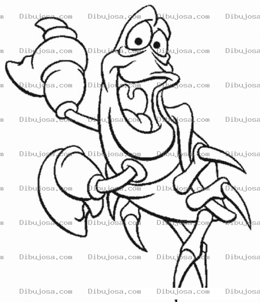 Dibujo para colorear Dibujo De Ariel El Cangrejo De La Sirenita Para Pintar Y Colorear