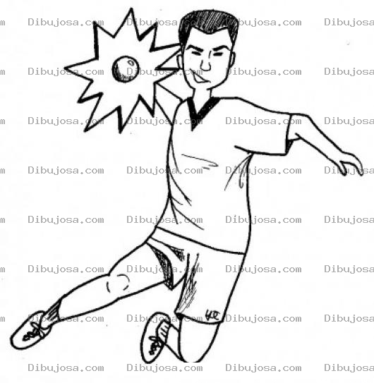 Dibujo para colorear Dibujo De Pelotazo De Jugador De Balon Mano Para Pintar Y Colorear