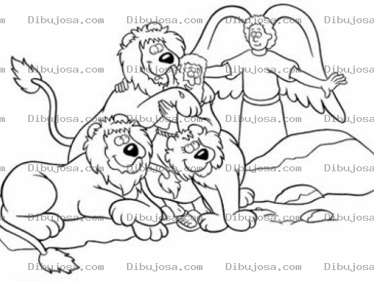 Dibujo para colorear Dibujo De Daniel Con Los Leones Para Pintar Y Colorear