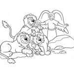 Dibujo para colorear Dibujo De Daniel Con Los Leones Para Pintar Y Colorear
