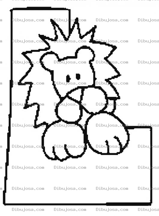 Dibujo para colorear Colorear la letra L de Leon
