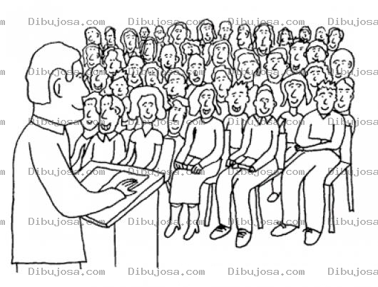Dibujo para colorear Predica Cristiana Dibujo De Pastor Evangelico En Un Pulpito Predicando La Biblia Ante Una Congregacion De Cristianos En Una Iglesia Para Pintar Y Colorear Predicador